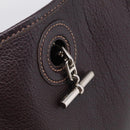 HERMES Vespa PM Shoulder Bag Leather Brown Silver Auth 214268V-14