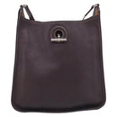 HERMES Vespa PM Shoulder Bag Leather Brown Silver Auth 214268V-2