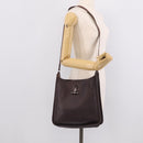 HERMES Vespa PM Shoulder Bag Leather Brown Silver Auth 214268V-22