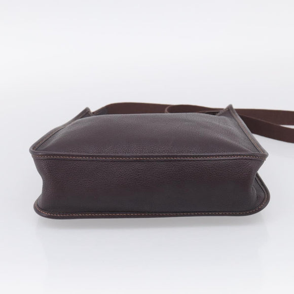 HERMES Vespa PM Shoulder Bag Leather Brown Silver Auth 214268V