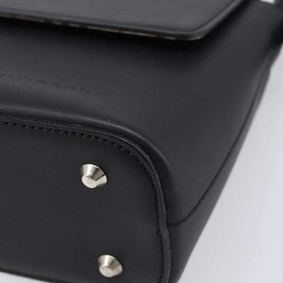 BURBERRY Shoulder Bag Leather Black Silver Auth 214273A