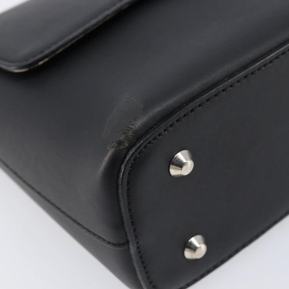 BURBERRY Shoulder Bag Leather Black Silver Auth 214273A