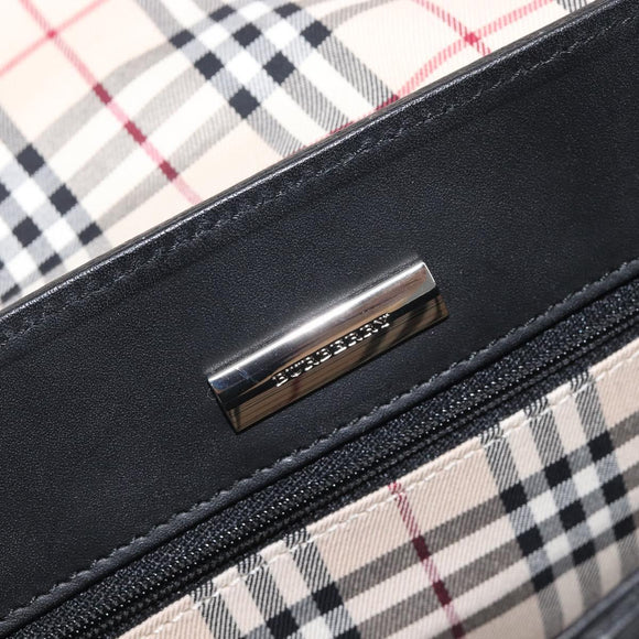 BURBERRY Shoulder Bag Leather Black Silver Auth 214273A