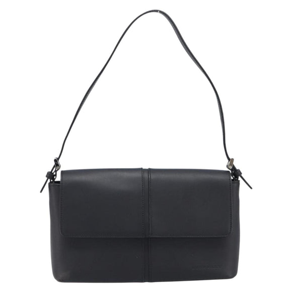 BURBERRY Shoulder Bag Leather Black Silver Auth 214273A