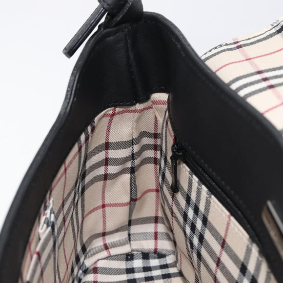 BURBERRY Shoulder Bag Leather Black Silver Auth 214273A