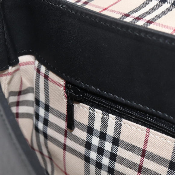 BURBERRY Shoulder Bag Leather Black Silver Auth 214273A