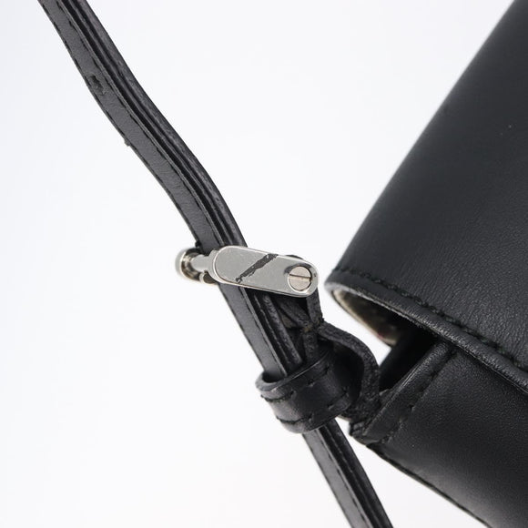 BURBERRY Shoulder Bag Leather Black Silver Auth 214273A