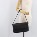 BURBERRY Shoulder Bag Leather Black Silver Auth 214273A-25