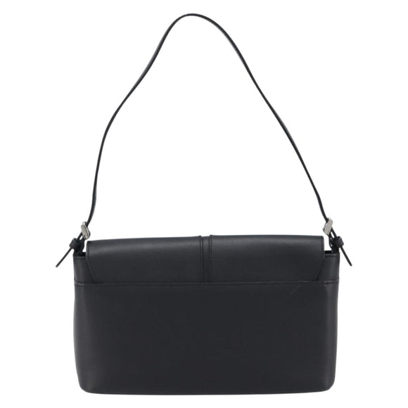 BURBERRY Shoulder Bag Leather Black Silver Auth 214273A