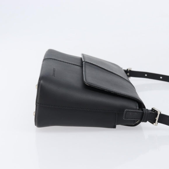 BURBERRY Shoulder Bag Leather Black Silver Auth 214273A