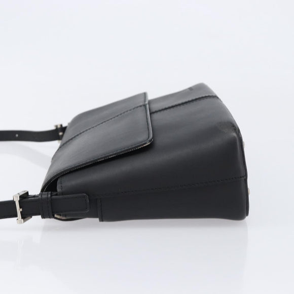 BURBERRY Shoulder Bag Leather Black Silver Auth 214273A