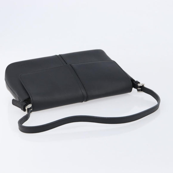 BURBERRY Shoulder Bag Leather Black Silver Auth 214273A