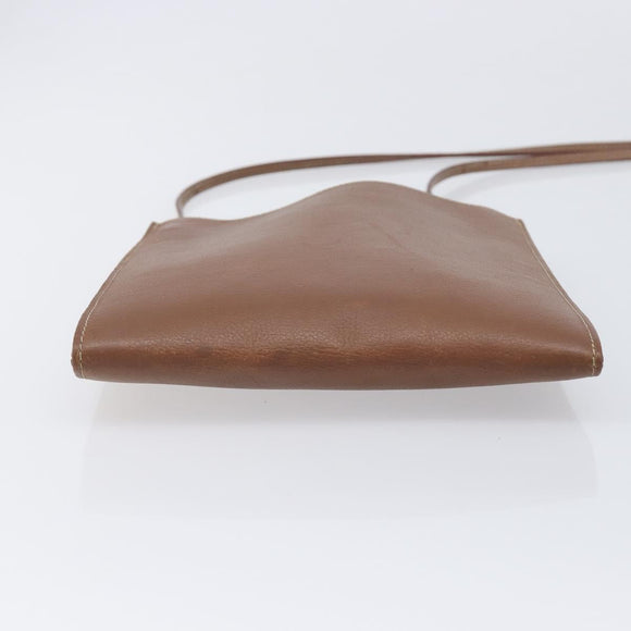 HERMES Onimetu Shoulder Bag Leather Brown Auth 214275A
