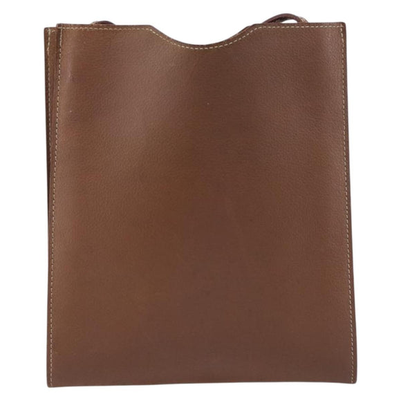 HERMES Onimetu Shoulder Bag Leather Brown Auth 214275A