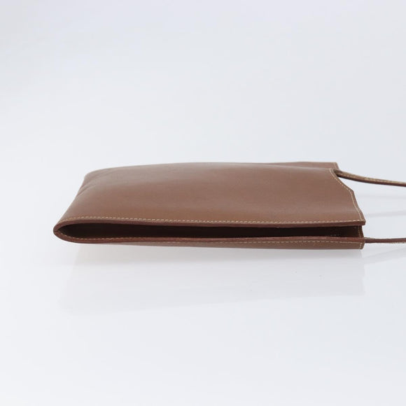 HERMES Onimetu Shoulder Bag Leather Brown Auth 214275A