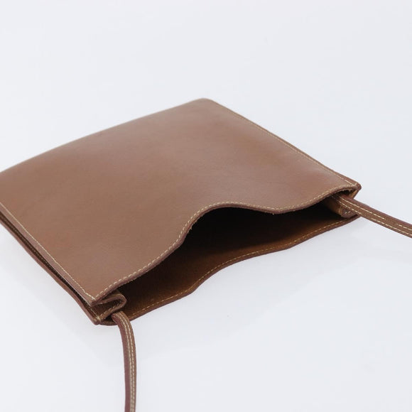 HERMES Onimetu Shoulder Bag Leather Brown Auth 214275A