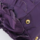 PRADA Frill Hand Bag Nylon Purple Gold Auth 214276-13