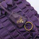 PRADA Frill Hand Bag Nylon Purple Gold Auth 214276-14