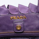 PRADA Frill Hand Bag Nylon Purple Gold Auth 214276-15