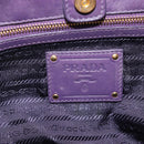 PRADA Frill Hand Bag Nylon Purple Gold Auth 214276-16