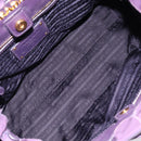 PRADA Frill Hand Bag Nylon Purple Gold Auth 214276-17