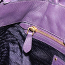 PRADA Frill Hand Bag Nylon Purple Gold Auth 214276-20