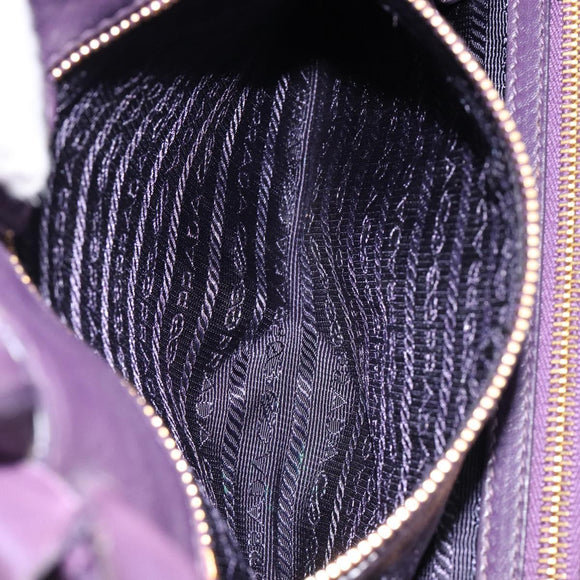 PRADA Frill Hand Bag Nylon Purple Gold Auth 214276