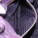 PRADA Frill Hand Bag Nylon Purple Gold Auth 214276-22