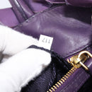 PRADA Frill Hand Bag Nylon Purple Gold Auth 214276-23