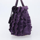 PRADA Frill Hand Bag Nylon Purple Gold Auth 214276-4