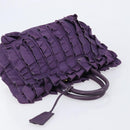 PRADA Frill Hand Bag Nylon Purple Gold Auth 214276-6