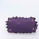 PRADA Frill Hand Bag Nylon Purple Gold Auth 214276-9