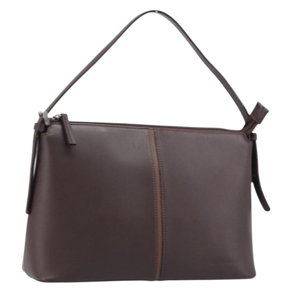 BURBERRY Shoulder Bag Leather Brown Silver Auth 214283A