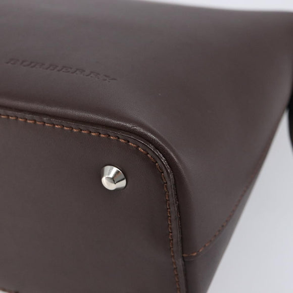 BURBERRY Shoulder Bag Leather Brown Silver Auth 214283A