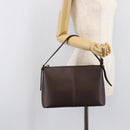 BURBERRY Shoulder Bag Leather Brown Silver Auth 214283A-22