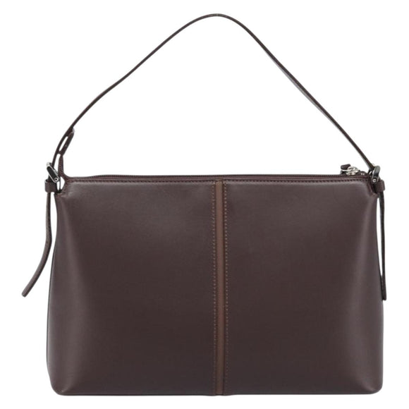BURBERRY Shoulder Bag Leather Brown Silver Auth 214283A