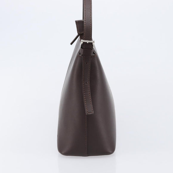 BURBERRY Shoulder Bag Leather Brown Silver Auth 214283A