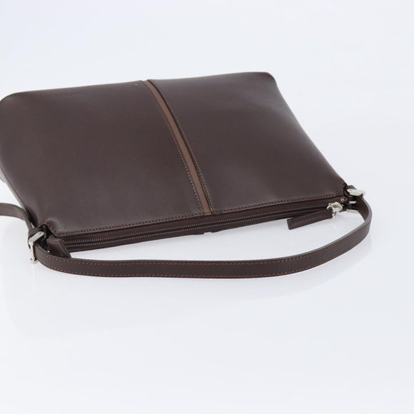 BURBERRY Shoulder Bag Leather Brown Silver Auth 214283A