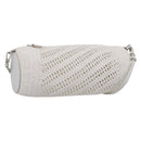LOEWE Bracelet Pouch Shoulder Bag Raffia White Silver Auth 214285M-1