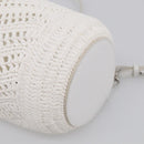 LOEWE Bracelet Pouch Shoulder Bag Raffia White Silver Auth 214285M-10