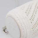 LOEWE Bracelet Pouch Shoulder Bag Raffia White Silver Auth 214285M-11