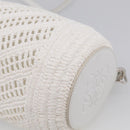LOEWE Bracelet Pouch Shoulder Bag Raffia White Silver Auth 214285M-12
