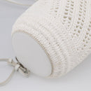 LOEWE Bracelet Pouch Shoulder Bag Raffia White Silver Auth 214285M-13