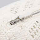 LOEWE Bracelet Pouch Shoulder Bag Raffia White Silver Auth 214285M-14