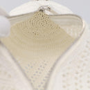 LOEWE Bracelet Pouch Shoulder Bag Raffia White Silver Auth 214285M-16