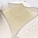LOEWE Bracelet Pouch Shoulder Bag Raffia White Silver Auth 214285M-17