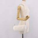LOEWE Bracelet Pouch Shoulder Bag Raffia White Silver Auth 214285M-19