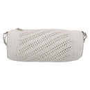 LOEWE Bracelet Pouch Shoulder Bag Raffia White Silver Auth 214285M-2