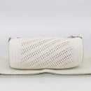 LOEWE Bracelet Pouch Shoulder Bag Raffia White Silver Auth 214285M-20