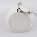 LOEWE Bracelet Pouch Shoulder Bag Raffia White Silver Auth 214285M-5